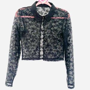 💕Sexy Black Butterfly Lace Collar Camisole SZ M